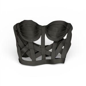 Vintage Black Bandage Corset Bustier Top S/M